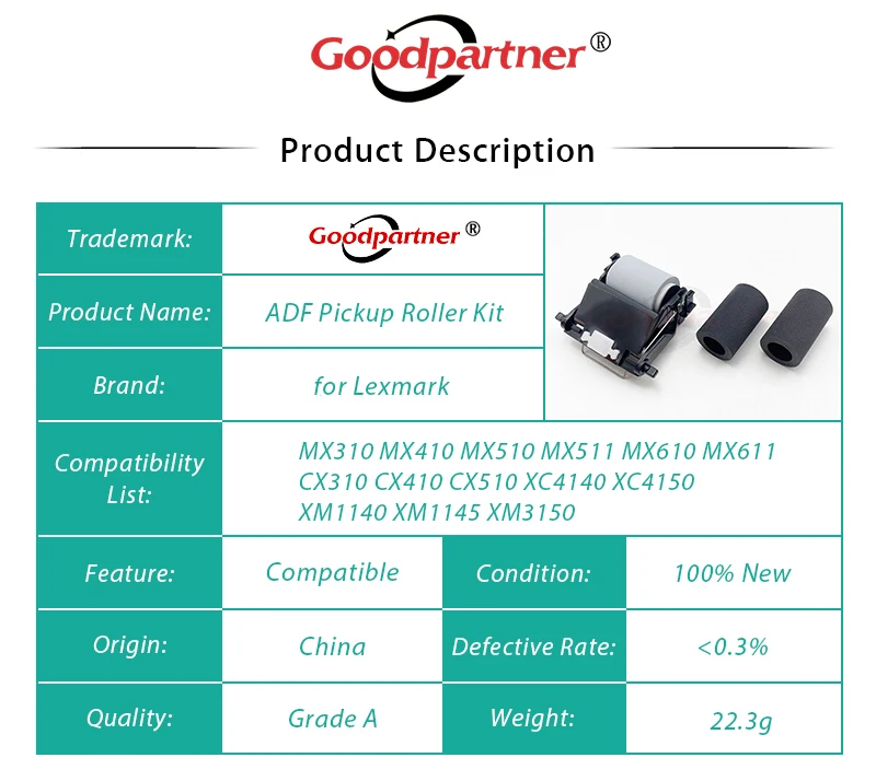 5X 40X8736 41X0917 40X9108 ADF Ⱦ ѷ Ÿ̾ Lexmark MX310 MX410 MX510 MX511 MX610 MX611 CX310 CX410 CX510