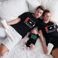 Funny Mommy and Me Matching Family Shirts Low Battery and Charged Battery Mother Daughter Daddy Son Toddler Shirts Baby Bodysuit 1