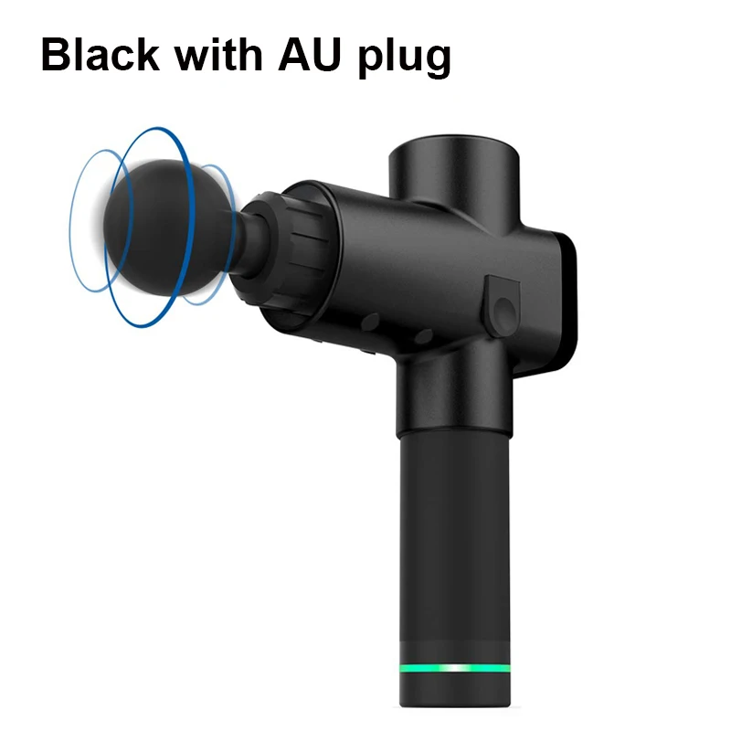 black with AU plug Лечебный массаж Пистолеты 3 шестерни мышечный массажер Боль спортивные мышцы Вибрационный расслабляющий машина расслабиться похудения сброса 4 головки - Цвет: black with AU plug