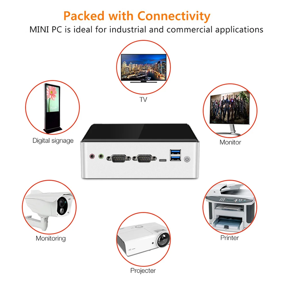 Мини ПК процессор Intel Core i5 4200U 2* Gigabit LAN 2* RS232 4* usb type-C HDMI VGA WiFi/BT Windows 10 HTPC промышленный компьютер