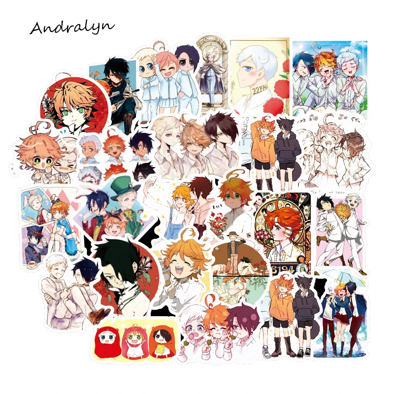 

50Pcs/Set Japan Anime The Promised Neverland Stickers For Luggage Skate Laptop Refrigerator Motorcycle Car For Children Stickers