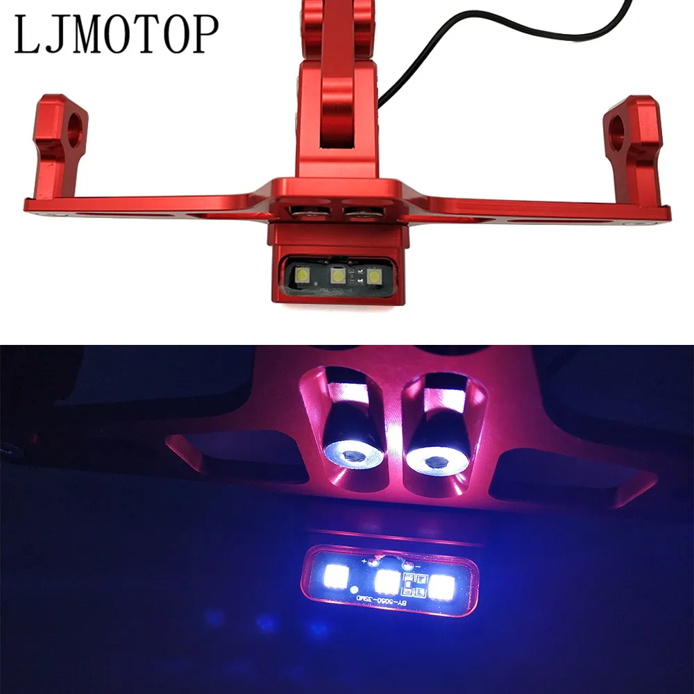 Держатель рамы номерного знака мотоцикла регулируемый угол+ светодиодный светильник CNC для Ducati HYPERMOTARD 821 SP HYPERMOTARD 939 SP