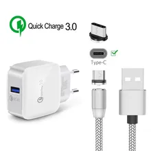 Магнитный зарядный кабель типа C для samsung S10 A20E A30 A50 LG Stylo 5 sony Xperia 10 XA1 XZ3 Магнитный USB кабель QC 3,0 быстрое зарядное устройство