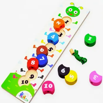 

Free shipping Kids caterpillar digital bead game, wooden digital puzzle toys, baby classic Early Head Start Training wood toys