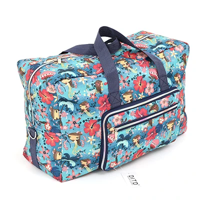 Foldable Travel Bag Women Large Capacity Portable Shoulder Duffle Bag Cartoon Printing Waterproof Weekend Luggage Tote Wholesale - Цвет: Little mermaid