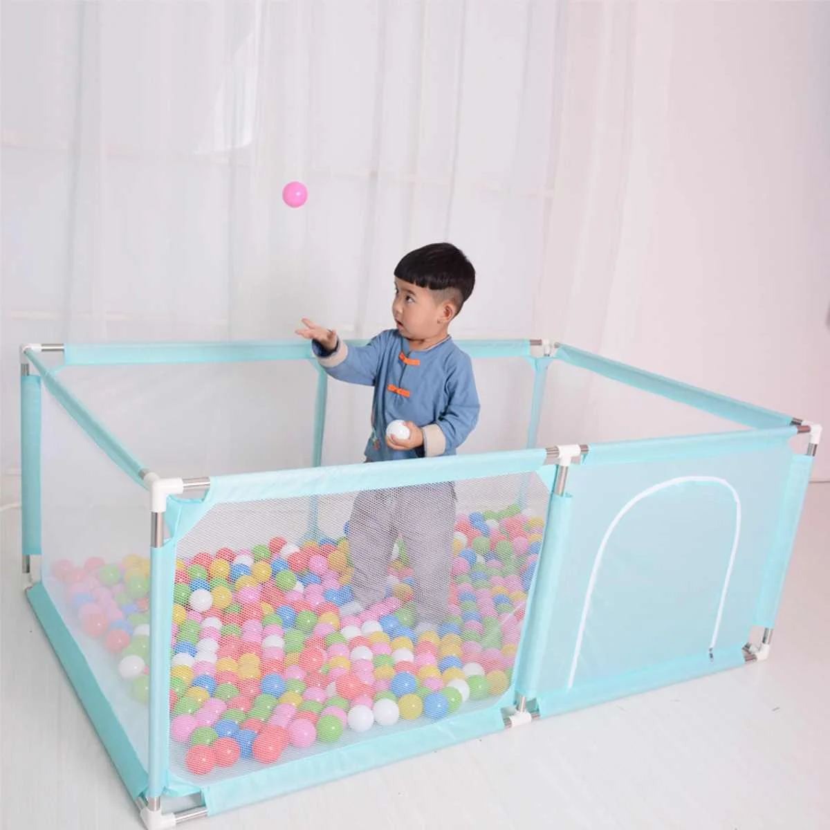 Green 100ball Детский манеж 165x105 см для детей, шарики для бассейна для новорожденных, детский манеж для бассейна, детский манеж, Детская безопасность - Цвет: Green 100ball