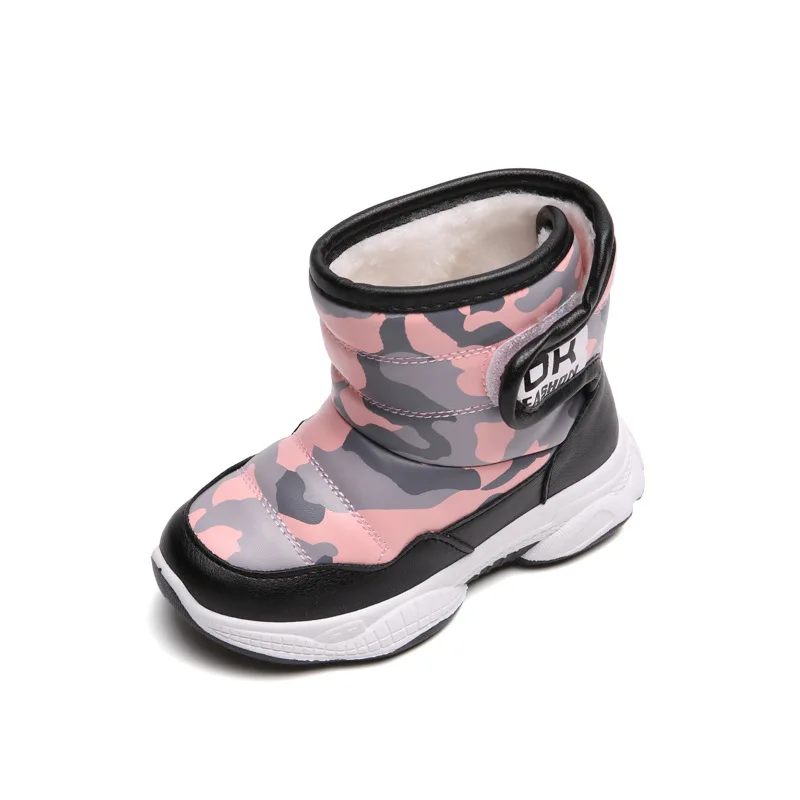 

Kids Snow Boots Winter Boys Children Boots Plush Warm Cotton Shoes Baby Boys Girls Camouflage Antiskid Soft Bottom Short Boots
