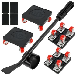 Ensemble de 5 éléments de levage de meubles, levage de Transport d'objets lourds, rouleau de déplacement à 4 roues avec barre de roue, outils de dispositif de déplacement 