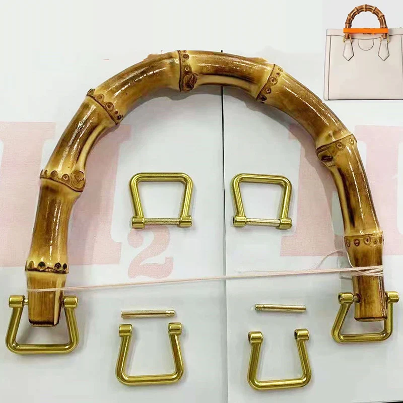 Small Size 15.5X11 Cm Natural Bamboo Handles Bags Replacement Retro Hand Made Knit Bag Handbags Purse Frame Hanger | Багаж и сумки