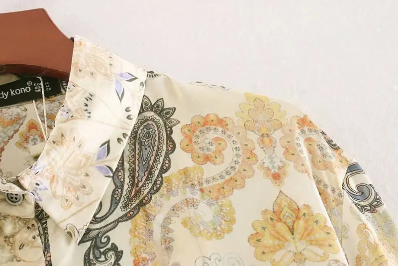 Для женщин Элегантный Пейсли Цветочный Принт повседневное кимоно Женская блузка Ретро отложной воротник blusas шик femininas Топы LS4280
