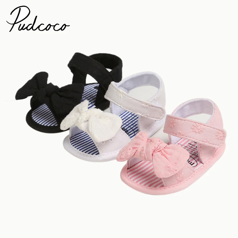 

Pudcoco Toddlers Girls Summer Open Toe Non-Slip Soft Sole Flat Princess Sandals with Bowknot 0-18M