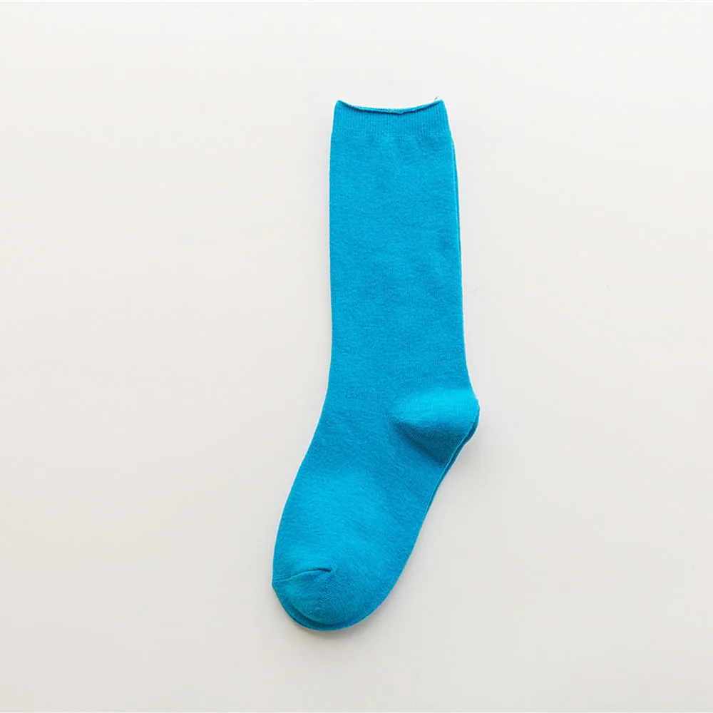 blue Однотонные носки Harajuku, женские хлопковые свободные носки, зимние носки в Корейском стиле, фиолетовые, голубые, желтые, розовые, дизайнерские, рождественские, милые - Цвет: blue