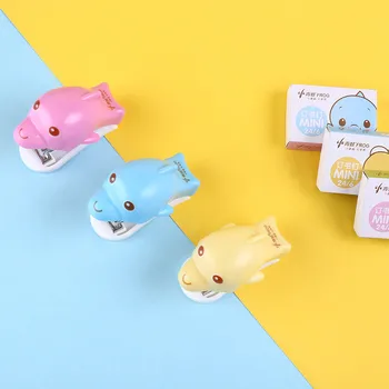 

Portable Kawaii Creative Cute Mini Stapler Cartoon Dolphin Shape Stapler Office Student Learning Book Paper Binding Stationery