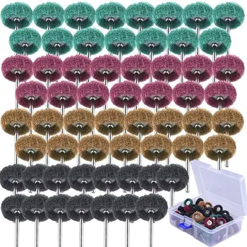 

60 Pieces 1 inch Abrasive Wheel Buffing Polishing Wheel Set 4 Grits Polishing Wheel with Free Box for Dremel Rotary Tool