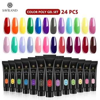 

SAVILAND DIY Manicure Set Acrylic Gel Set Full Colors Poly Nail Gel Kit Glitter UV Polish Poly Enhancement Gel Nail Art