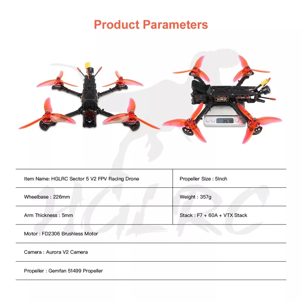 HGLRC Sector 5 V2 FPV гоночный Дрон 4S BNF F7 двойной контроль полета 60A 4в1 ESC 2306 мотор-без приемника