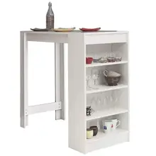 Table à manger de cuisine avec rangement latéral, 1 pièce, table de Bar avec étagère à 4 niveaux, mobilier de bureau de Bar moderne et élégant, HWC