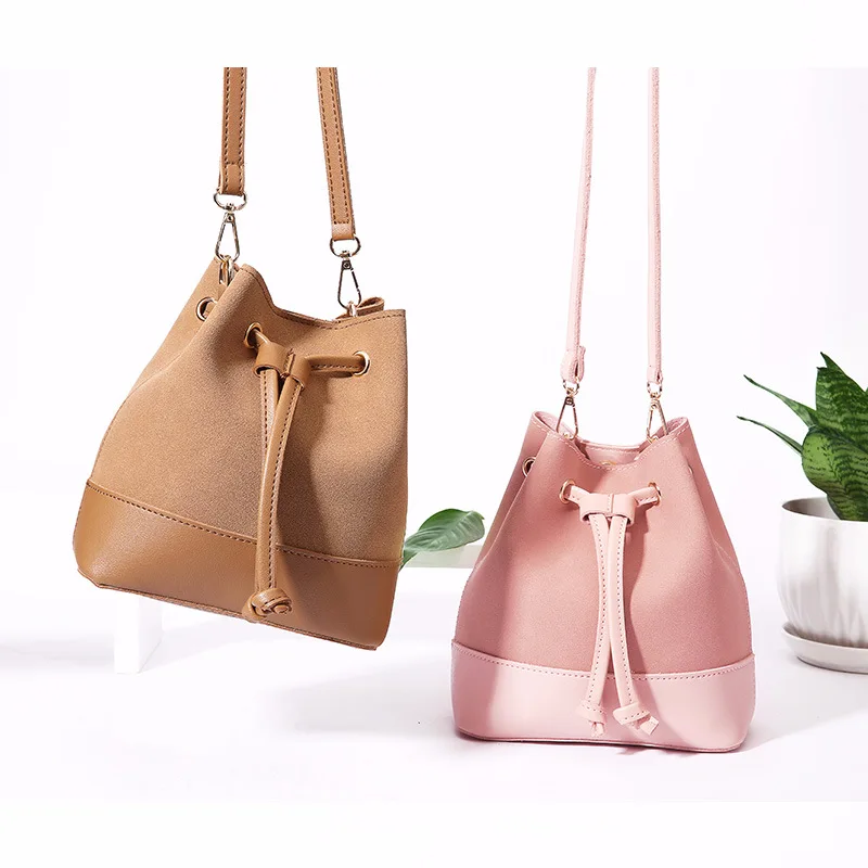 

Factory Wholesale Drawstring Bucket Bag 2018 New Style Korean-style Simple PU Handbag Spring And Summer Dull Polish Shoulder Bag