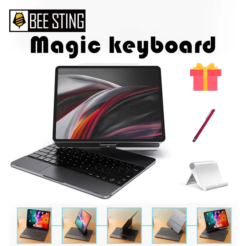 Aluminum Alloy Metal Trackpad Magic Back Light Keyboard Case 360 Rotating Magnetic For iPad Pro 12.9 10.9 11 2018 2021 2020Cover