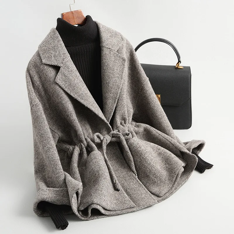 Женский двухсторонний шерстяной твидовый Блейзер 19FW пальто куртка|Пальто| |