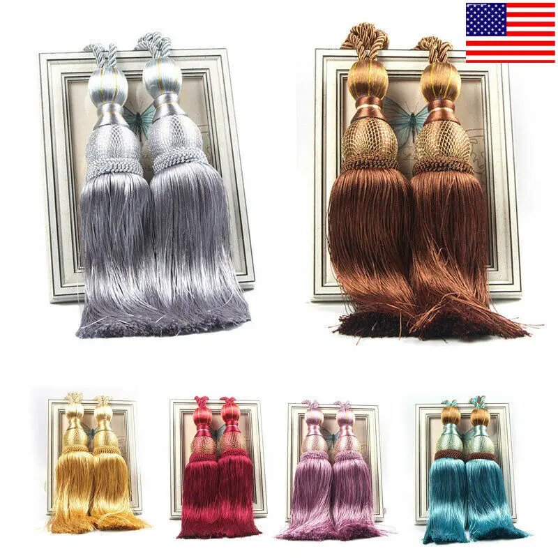 

2pcs Curtain Hold Backs Rope Curtain Tie Backs Tassel Tiebacks Crystal Ball Decoration Curtain Supplies