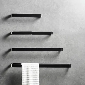 

Aluminum Towel Bars Black Single Bar Bathroom Towel Rack/Bar Towel Ring Matte Black Towel Holder 30/40/50/60 cm Free Shipping