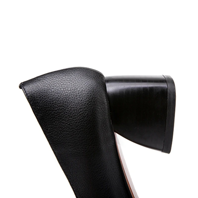 Mid Heels Women Genuine Cow Leather New Spring Autumn Elegant Ladies Heel Shoes C185 Woman Brown Black Square Toe Casual Pumps