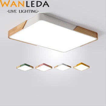 

Nordic Square Multicolor Alloy Led Ceiling Lights Living Room Oak Dimmable Led Ceilin g Lamp Bedroom Led Ceiling Light Fixtures