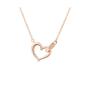 

S925 Sterling Silver Love Necklace Electroplating Rose Gold Simple Korean Accessories for Girlfriend Valentine's Day Gift