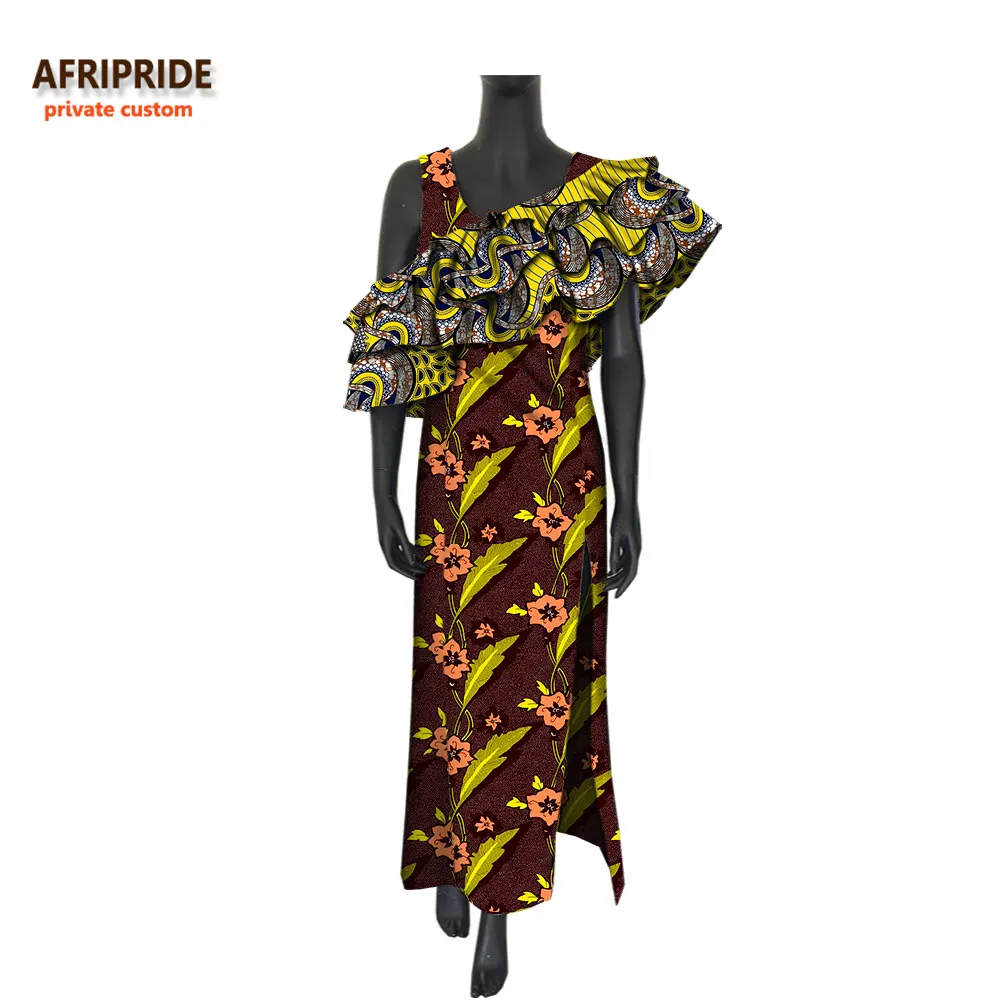 AFRIPRIDE, Африканское весеннее платье для женщин, без рукавов, до щиколотки, платье+ съемное, Каскадное, с рюшами, украшение, платье A7225139 - Цвет: 593J-581J