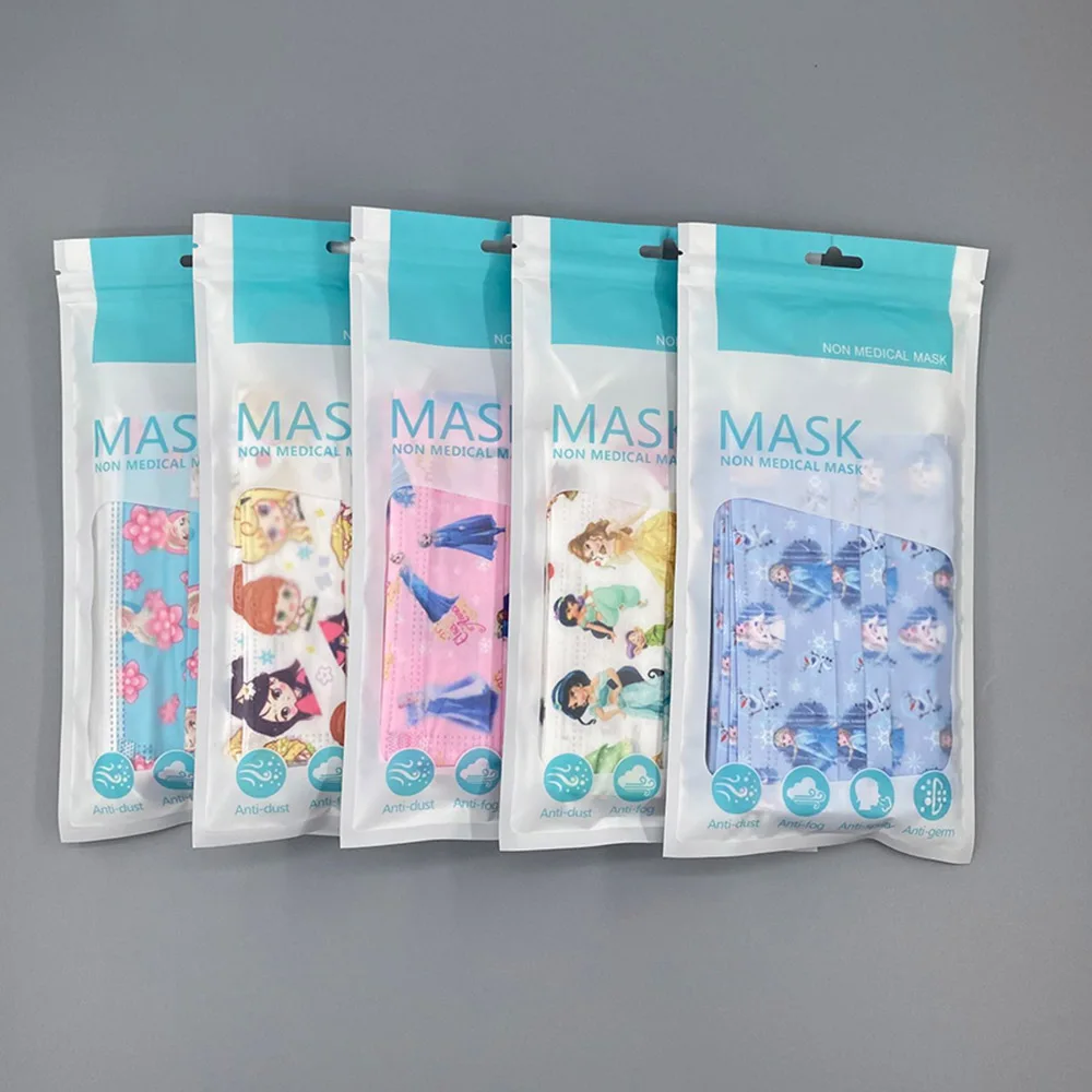 50/100/150/200/250Pcs Disney Disposable Anime Face Masks Cute Cartoon Princess Print Fashion Child Mascarillas Ninos | Аксессуары для