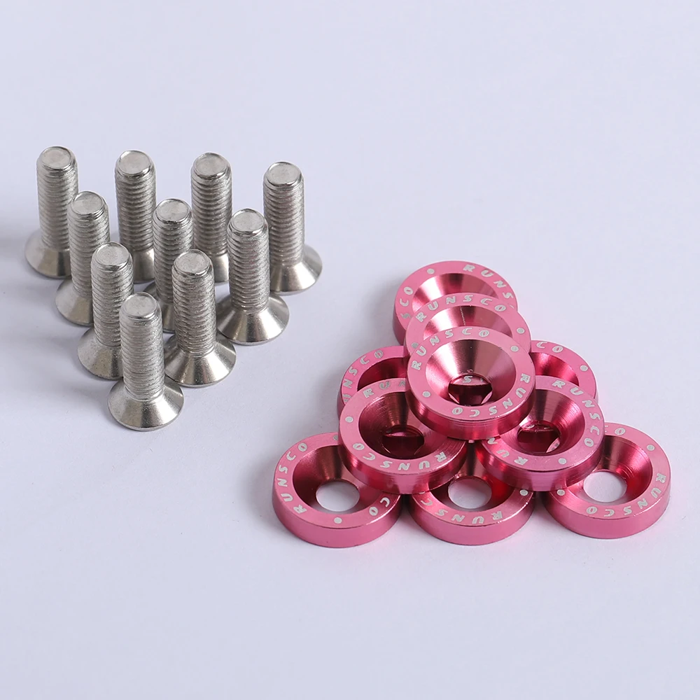 10Pcs/Pack fender washers Aluminum M6 Fender Washers and Bolt License Plate Frame Washer Bolts Honda Nissan Bmw