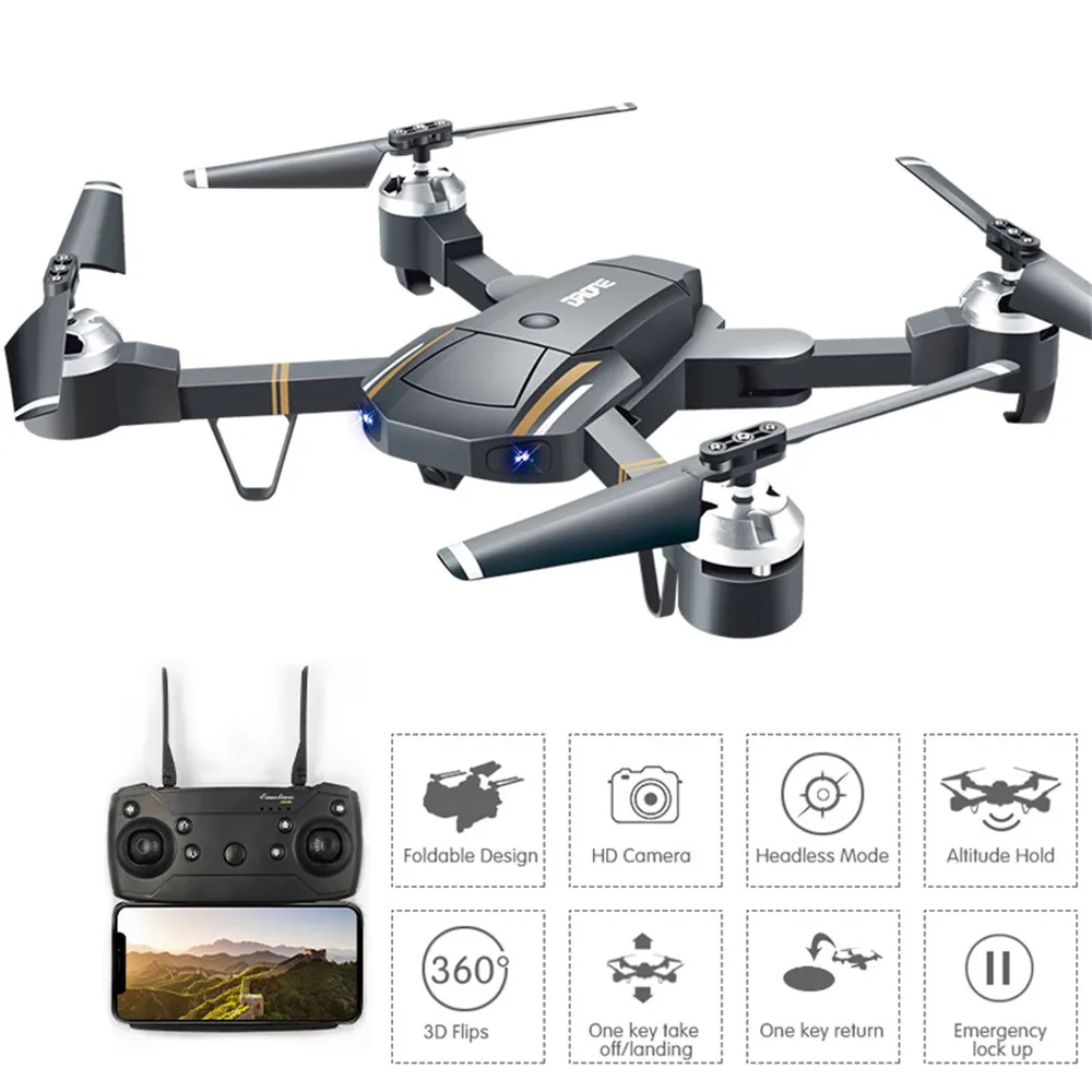 

RC Helicopter Wiht HD Camera Mini Foldable Pocket Drone With Headless Mode RC Quadcopter Drone With High Hold Mode Gift For Kids