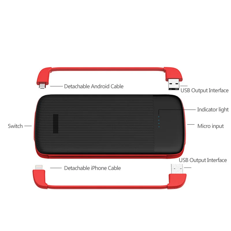 TUOSHIKE 10000 мАч Внешний аккумулятор с USB быстрый заряд кабеля для iPhone samsung Xiaomi huawei LG портативный внешний аккумулятор