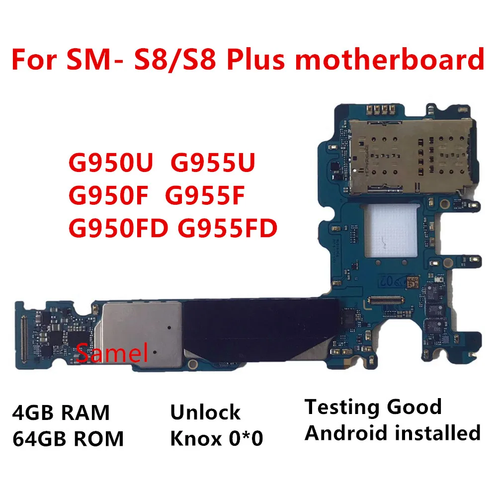 Оригинальная материнская плата для Samsung Galaxy S8 plus разблокированная G950F G950FD G950U G955F