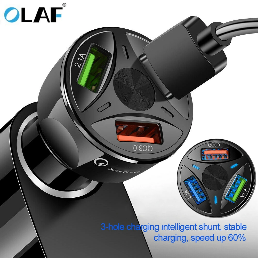 Автомобильное зарядное устройство OLAF USB 4 0 3 для iPhone Samsung Xiaomi быстрое QC мобильный