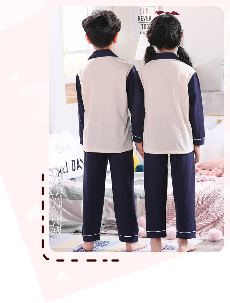 cheap cotton nightgown Children pajamas set 2021 Spring Teen girls Pure cotton Cartoon clothes home clothes Kids Long Sleeve Cardigan Top Pants pyjamas cotton nightgowns