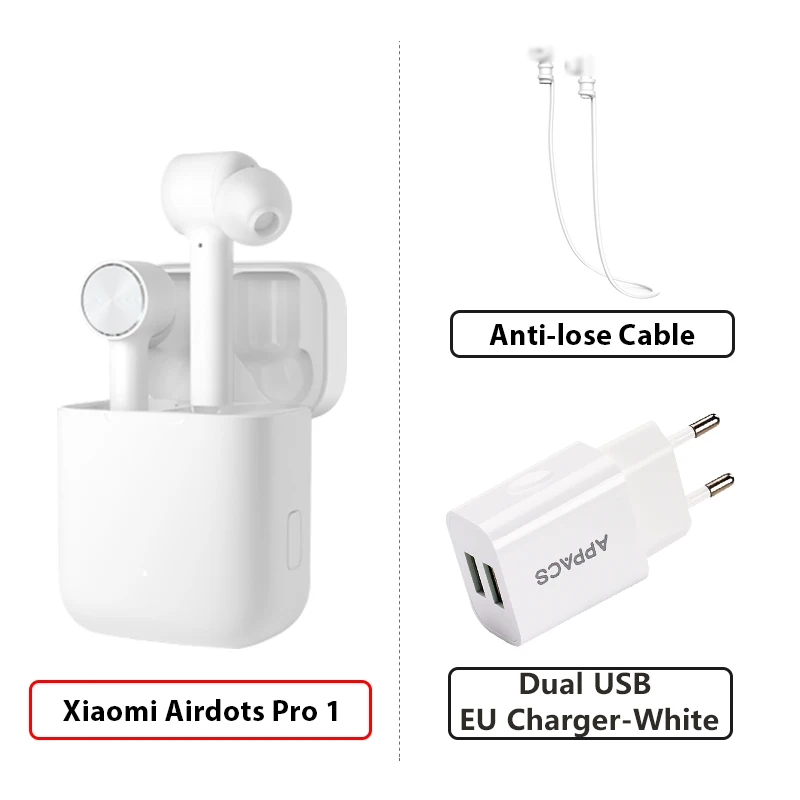 1 Add Cable Charger Xiaomi Airdots Pro СПЦ Bluetooth наушники ANC переключатель коснитесь Управление IPX4 Водонепроницаемый Беспроводной наушники - Цвет: 1 Add Cable Charger