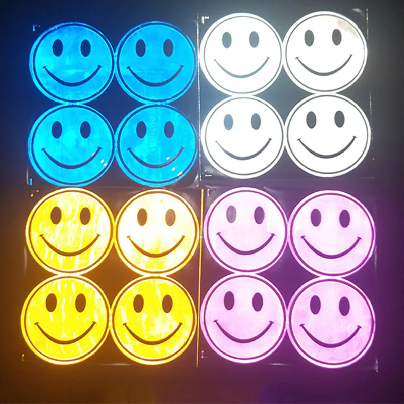 Reflective Stickers Cute Smile Face Cartoon For School bag Bicycle Motorcycle Scooter