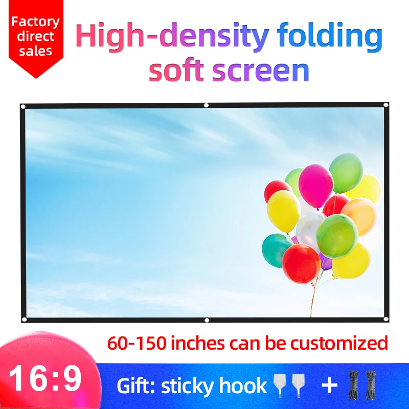 MIXITO 16:9 Hight-density Portable Foldable Projection Screen 1080P 3d 4K HD Projector Movie Screen 100 120 150 inch