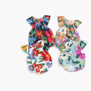 

Baby Infant Floral Bodysuits Summer Newborn Infant Short Sleeve