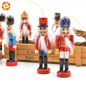 

1SET 12cm Wooden Nutcracker Puppet Zakka Creative Desktop Decoration Christmas Ornaments Drawing Walnuts Soldiers, Band Dolls