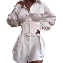 Women Waist Trainer Corset, Solid Color Front-Buckles Cincher with Chest Support for Girls, White/Black