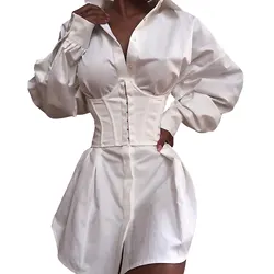 Women Waist Trainer Corset, Solid Color Front-Buckles Cincher with Chest Support for Girls, White/Black