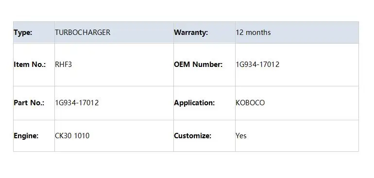 SUOTEPOWER Турбокомпрессор RHF3 1G934-17012 для KOBOCO