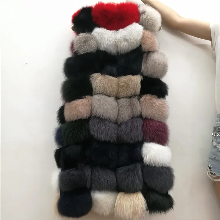 

2019 new real natural fur fox vest ladies long section nine section colorful free stitching contrast color slim slimming vest