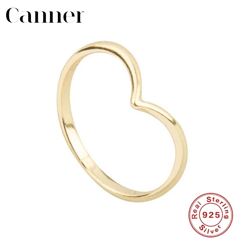 

High-Quality 925 sterling silver Rings Gold Silver Color Smooth line V-shaped thin Rings Women Wedding Band Engagement Jewelry