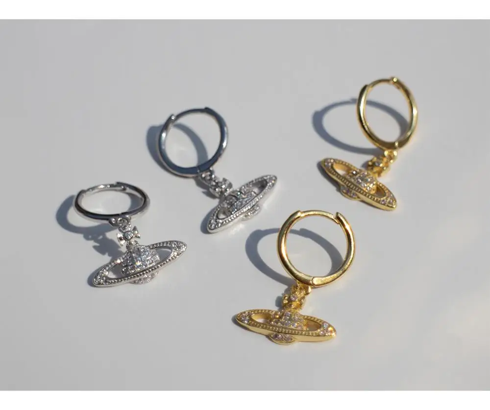 

925 sterling silver earring fashion zircon Planetary earring NIS style Saturn drop earring sweet style wild female girl ear jewe