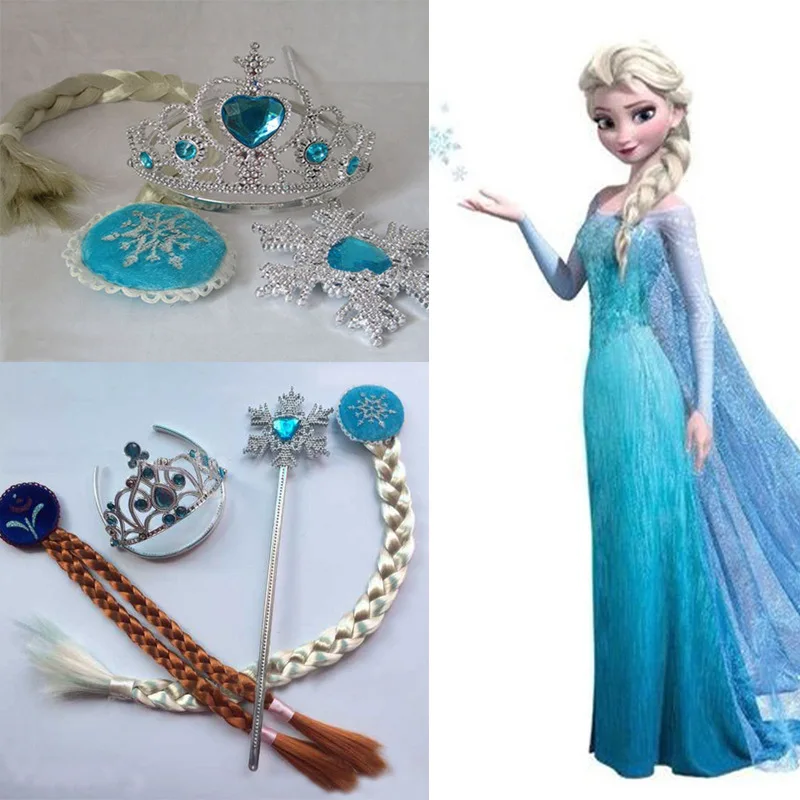 

Bell Gold Necklace Crown Set Princess Cartoon Accessories Children Snowflake with Diamond Crown Magic Wand Braid