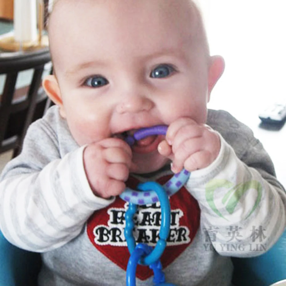 24Pcs Set Newborn Baby Teether Toy Colorful Rainbow Circle Rings Crib Stroller Hanging Decor 5